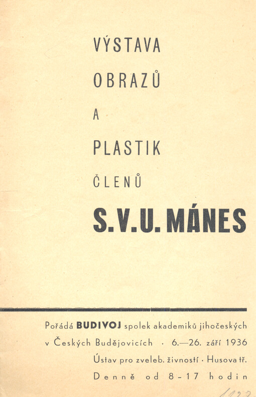 Výstava obrazů a plastik členů S.V.U. Mánes
