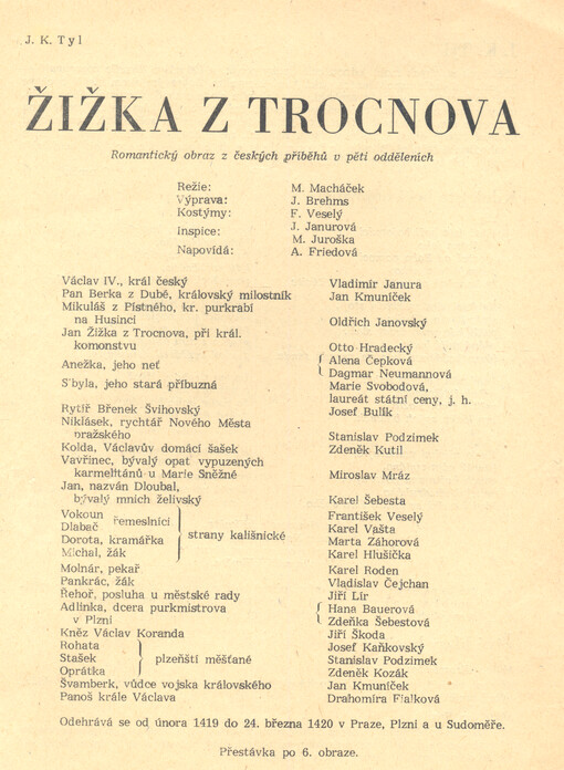 J.K. Tyl, Žižka z Trocnova : romantický obraz z českých příběhů v pěti odděleních
