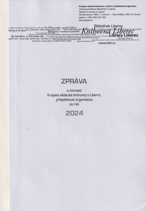 Zpráva o činnosti Krajské vědecké knihovny v Liberci, příspěvkové organizace, za rok 2024