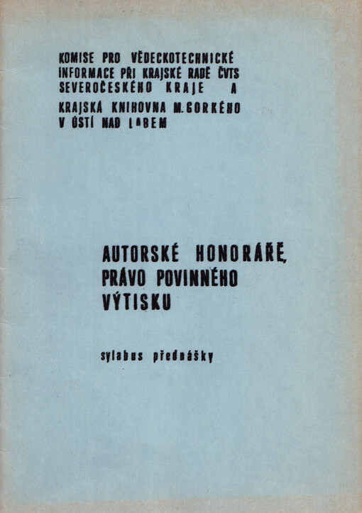 Autorské honoráře, právo povinného výtisku