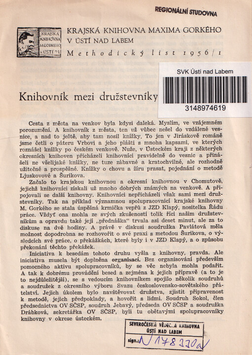 Knihovník mezi družstevníky