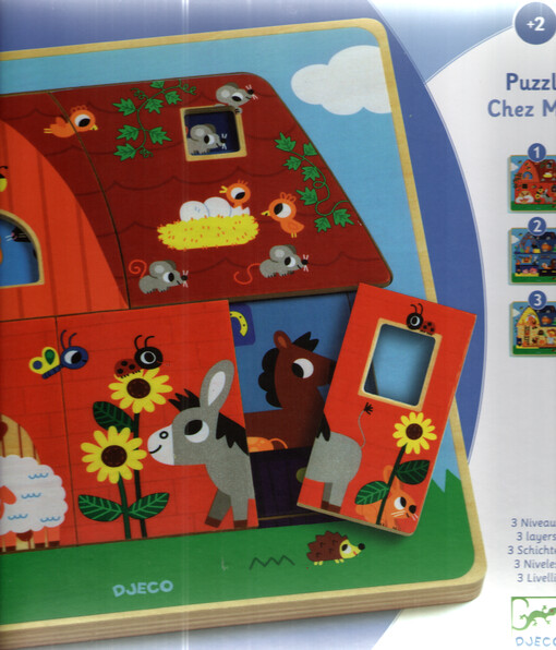 Puzzle Chez Moo - Třívrstvá vkládačka
