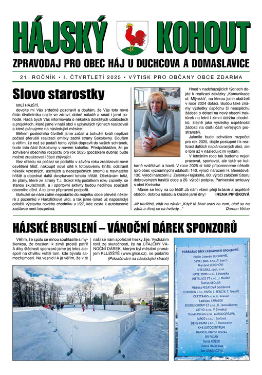Hájský kohout : zpravodaj pro obec Háj u Duchcova a Domaslavice