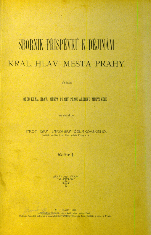 Sborník příspěvků k dějinám král. hlav. města Prahy