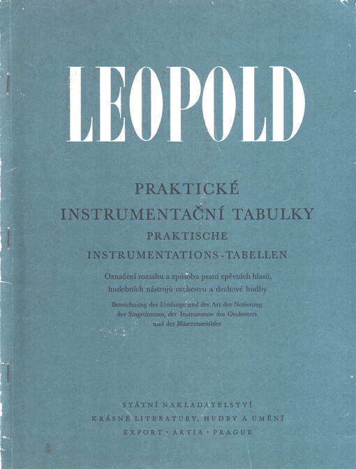 Praktické instrumentační tabulky