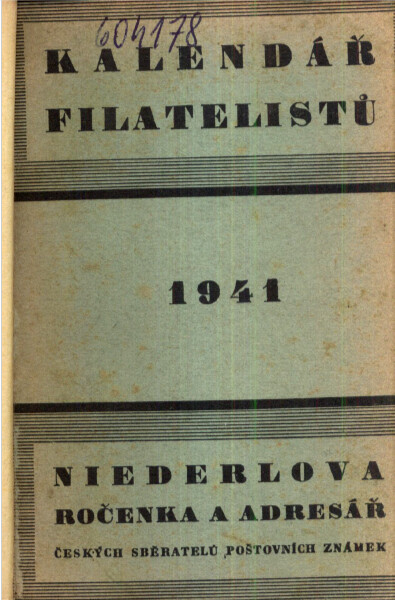 Niederlova ročenka a adresář českých sběratelů poštovních známek : Kalendář filatelistů