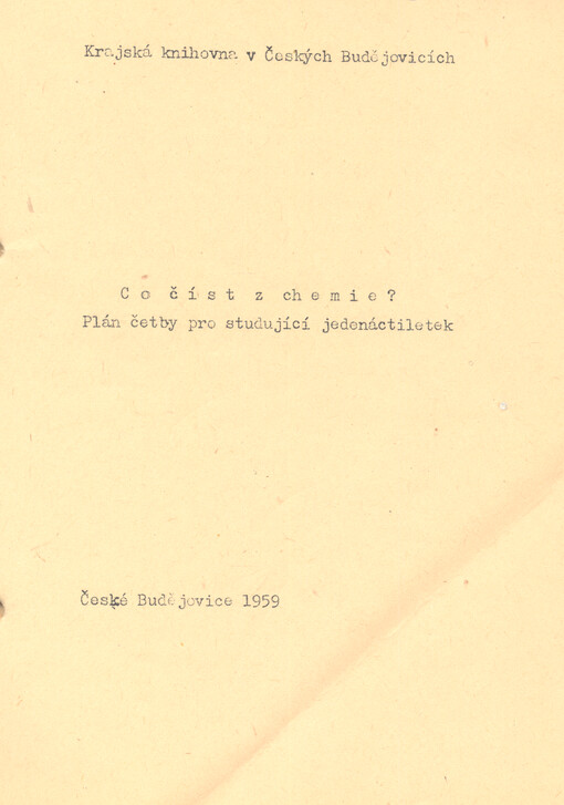 Co číst z chemie? : plán četby pro studující jedenáctiletek