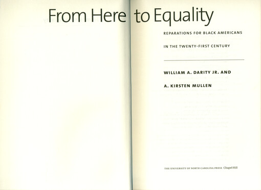 From here to equality : reparations for Black Americans in the twenty-first century