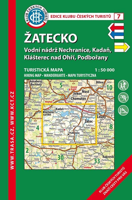 Žatecko. Klášterec nad Ohří, Kadaň, Nechranická přehada, Podbořany, Žatec :Turistická mapa. 1: 50000