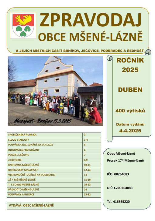 Zpravodaj obce Mšené-lázně