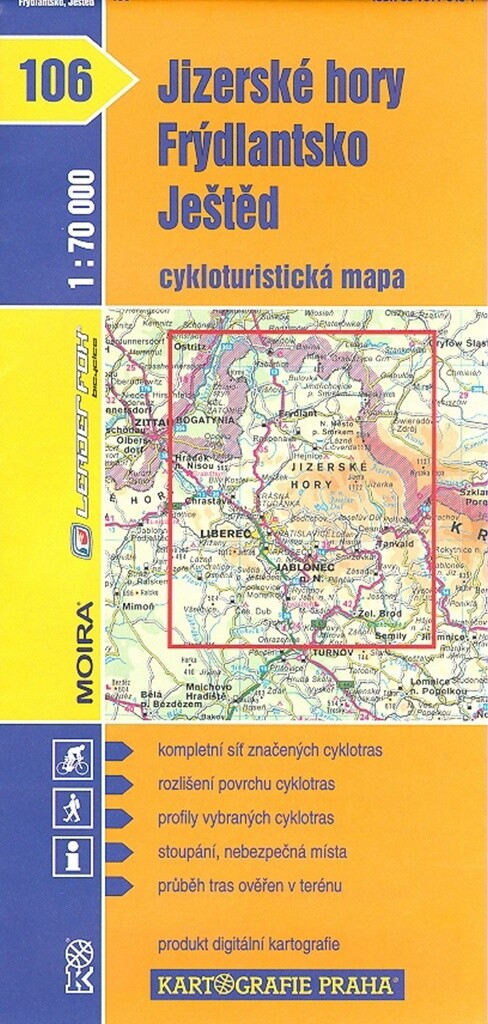 Jizerské hory, Frýdlandsko, Ještědcykloturistická mapa 1:70 000