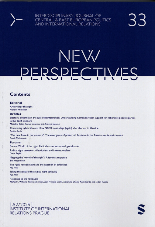 New perspectives : interdisciplinary journal of Central & East European politics and international relations
