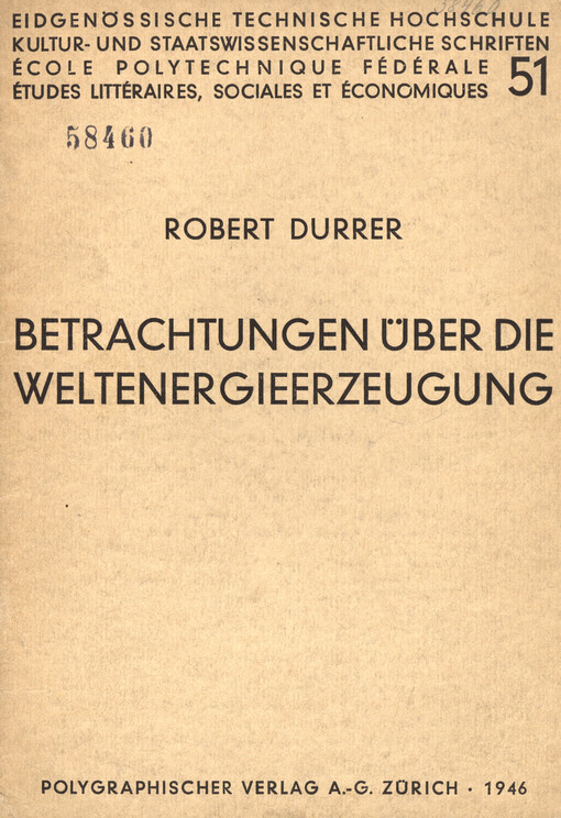Betrachtungen über die Weltenergieerzeugung