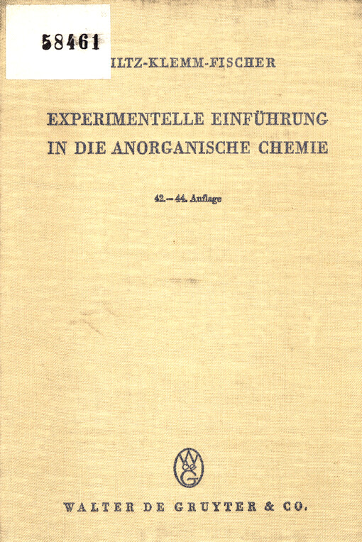 Experimentelle Einführung in die anorganische Chemie