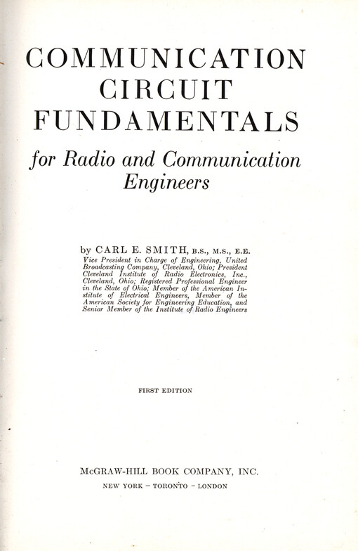 Communication circuit fundamentals for radio and communication engineers
