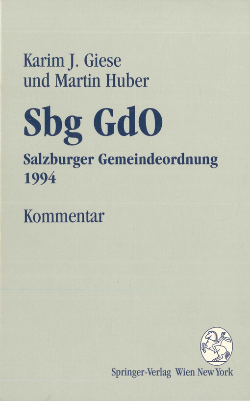 Kommentar zur Sbg GdO : Salzburger Gemeindeordnung 1994