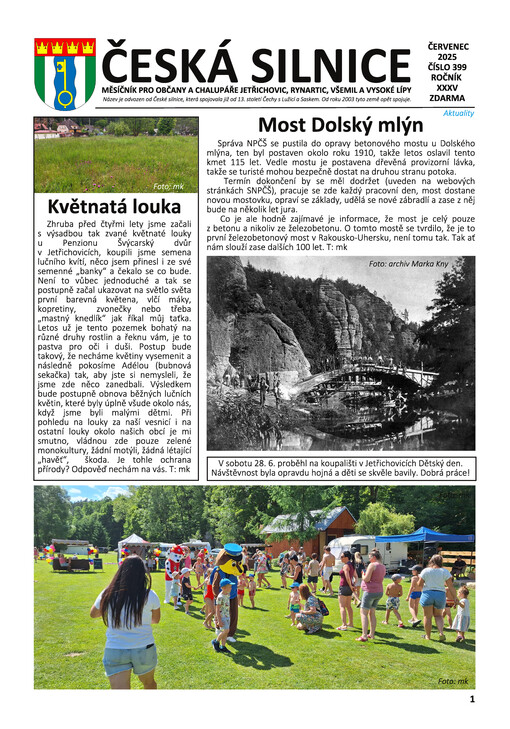 Česká silnice : zpravodaj pro obyvatele a hosty Jetřichovic, Vysoké Lípy, Všemil a Rynartic