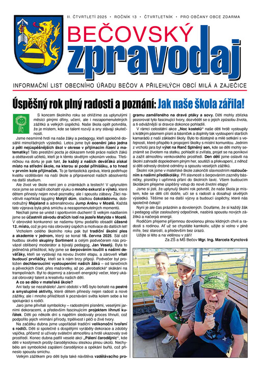 Bečovský zpravodaj :informační list Obecního úřadu Bečov a přilehlých obcí Milá a Zaječice
