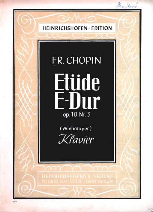 Etüde E-Dur op. 10 Nr. 3, Klavier