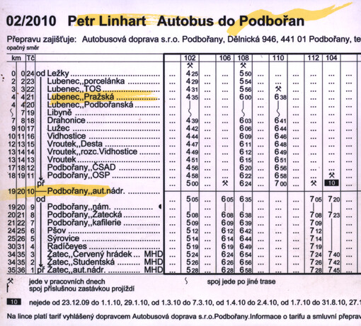 Autobus do Podbořan