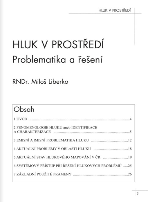 Hluk v prostředí :problematika a řešení