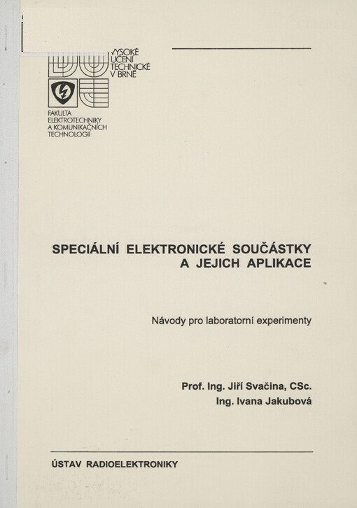 Speciální elektronické součástky a jejich aplikace :sbírka příkladů