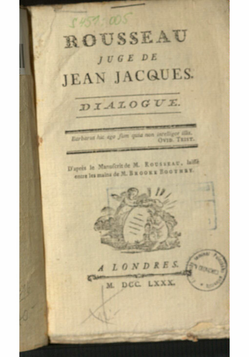 Rousseau juge de Jean Jacques. Dialogue