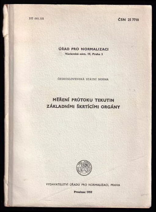 Měření průtoku škrtícími orgány.Díl 1,Obecná část