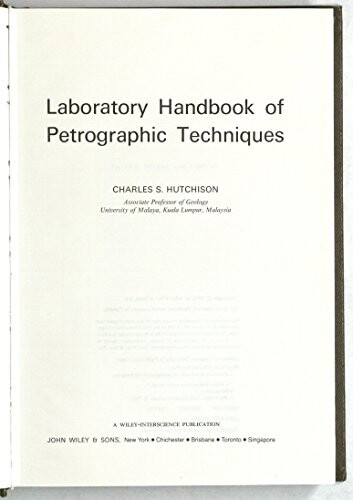 Laboratory handbook of petrographic technique / Charles S. Hutchinson