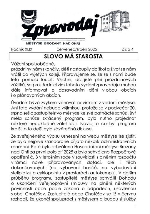 Zpravodaj městyse Brozany nad Ohří