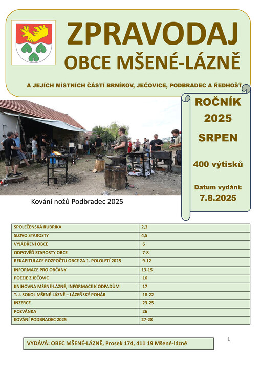 Zpravodaj obce Mšené-lázně