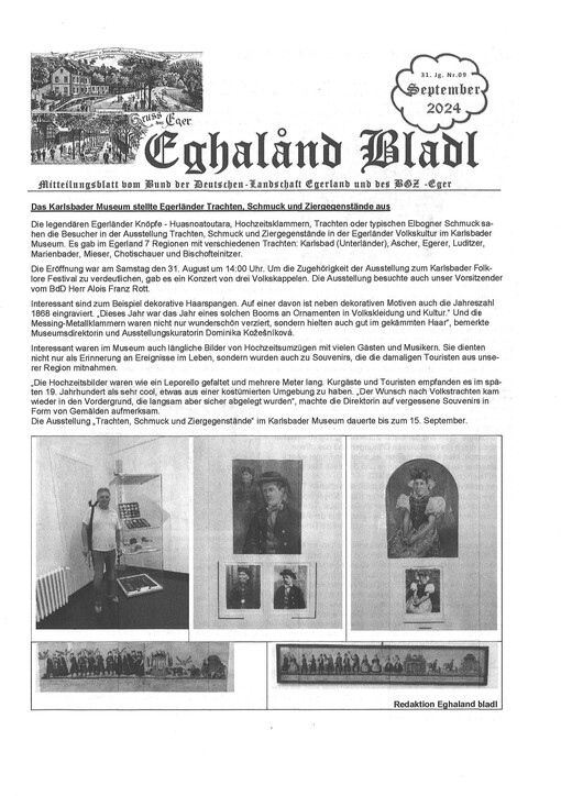 Eghaland Bladl : Mitteilungsblatt des Bundes der Deutschen - Landschaft Egerland und des Balthasar - Neumann - Hauses