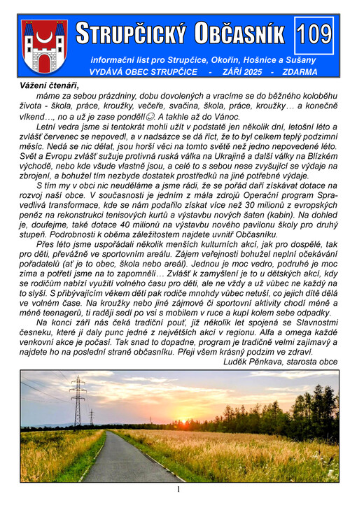 Strupčický občasník : informační list pro Strupčice, Okořín, Hošnice a Sušany