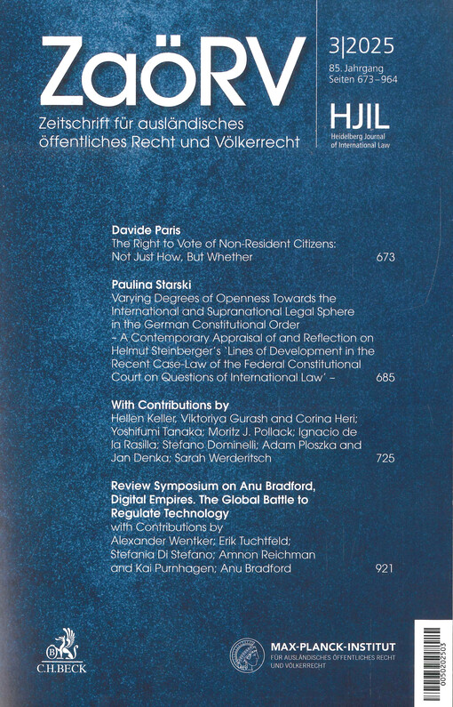 Zeitschrift für ausländisches öffentliches Recht und Völkerrecht