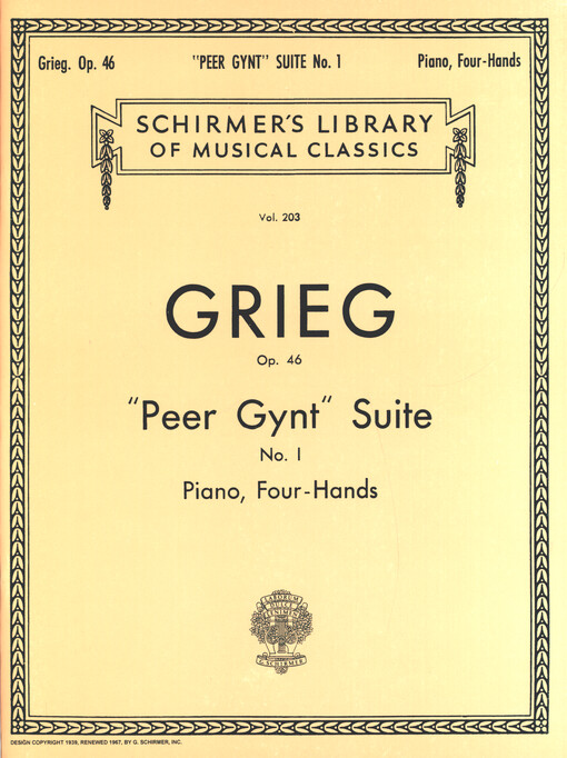 First orchestra suite from the music to Peer Gynt, Op. 46 : arranged for piano, four hands
