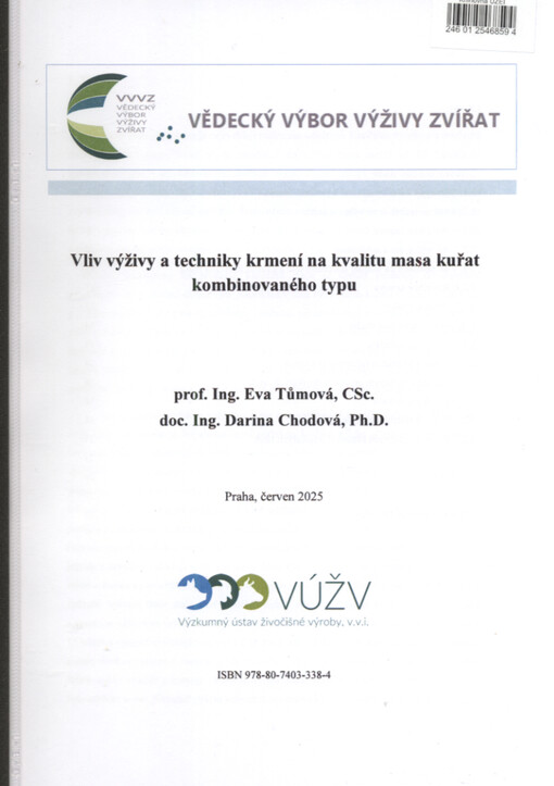 Vliv výživy a techniky krmení na kvalitu masa kuřat kombinovaného typu