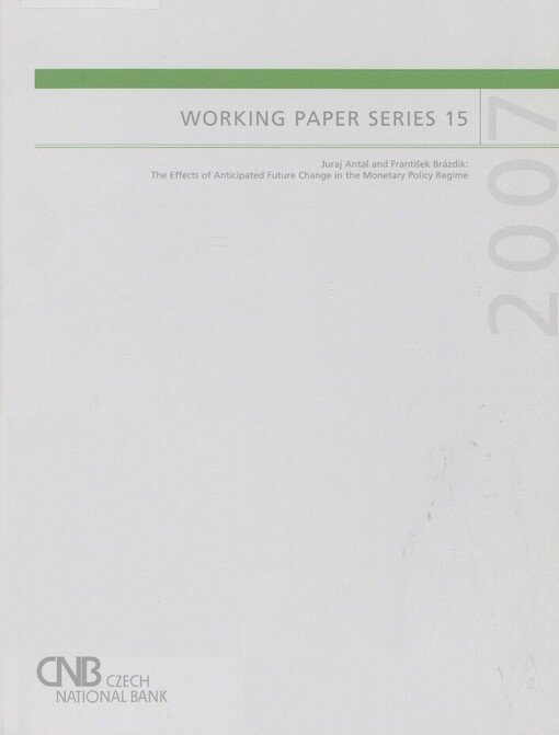 The effects of anticipated future change in the monetary policy regime
