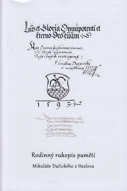 Rodinný rukopis pamětí Mikuláše Dačického z Heslova
