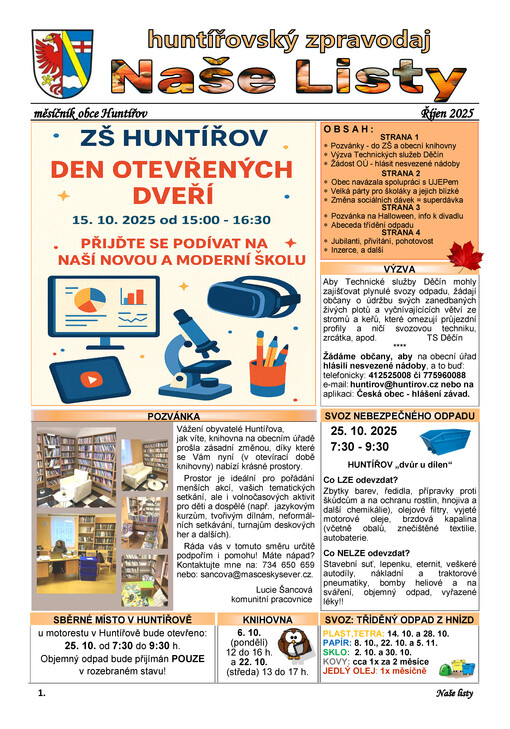 Naše listy : měsíčník pro občany obcí Huntířov, Nová a Stará Oleška