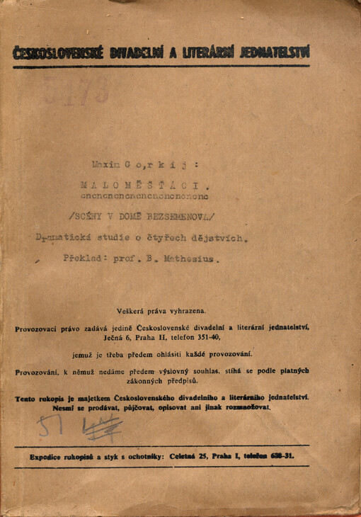 Maloměšťáci : (scény v domě Bezsemenova) : dramatická studie o čtyřech dějstvích