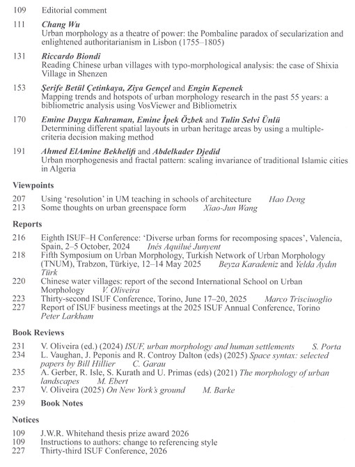 Urban morphology : journal of the International Seminar on Urban Form.