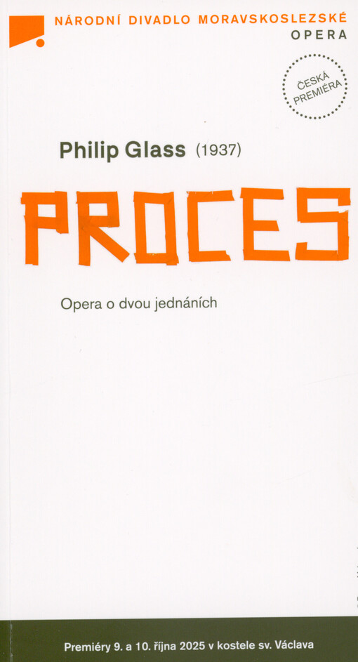 Philip Glass (1937), Proces : opera o dvou jednáních : premiéry 9. a 10. října 2025 v kostele sv. Václava