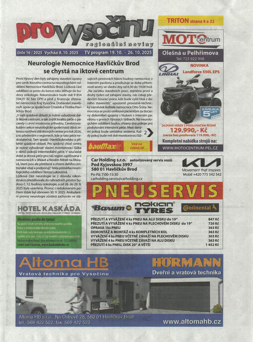 Pro Vysočinu : Havlíčkův Brod, Pelhřimov, Humpolec a okolí