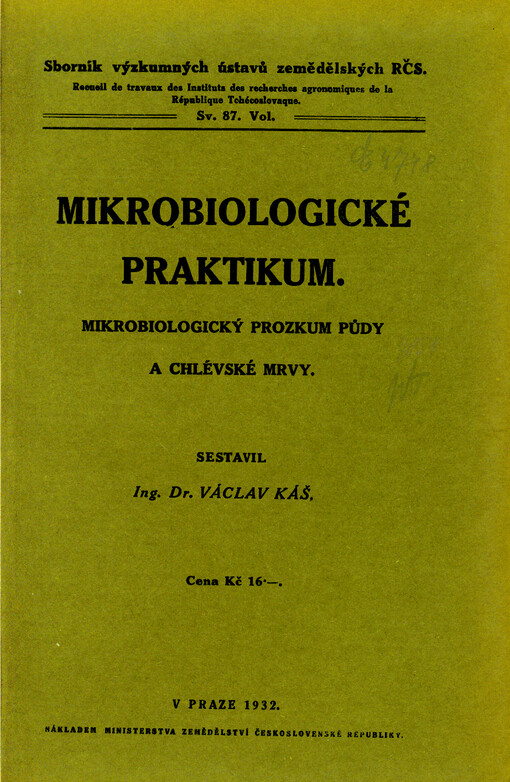 Mikrobiologické praktikum : mikrobiologický prozkum půdy a chlévské mrvy