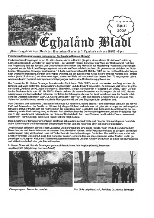 Eghaland Bladl : Mitteilungsblatt des Bundes der Deutschen - Landschaft Egerland und des Balthasar - Neumann - Hauses