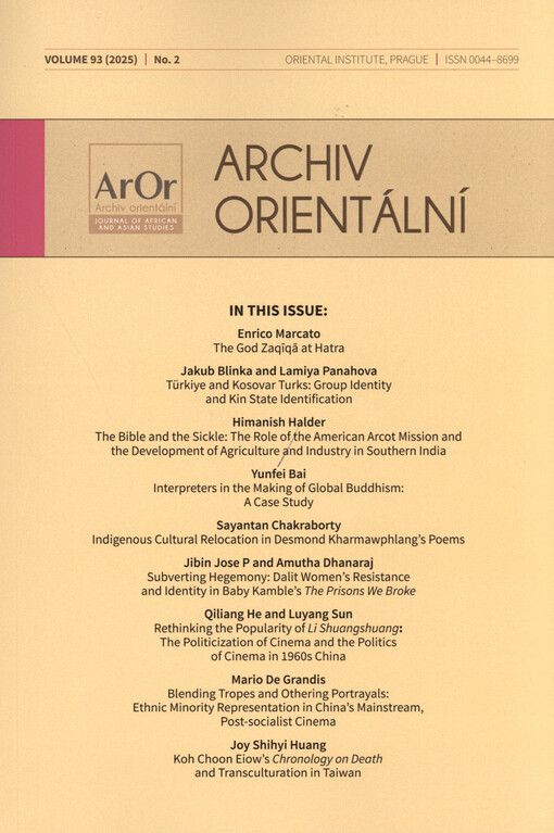 Archiv orientální : journal of the Czechoslovak Oriental Institute, Prague