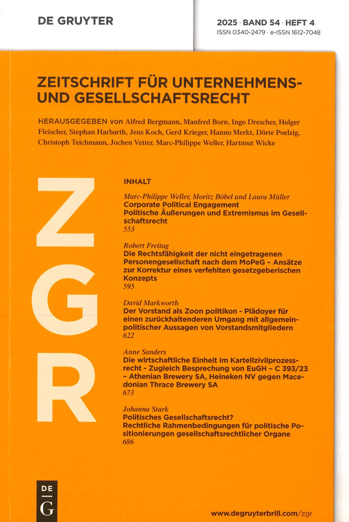 Zeitschrift für Unternehmens- und Gesellschaftsrecht.