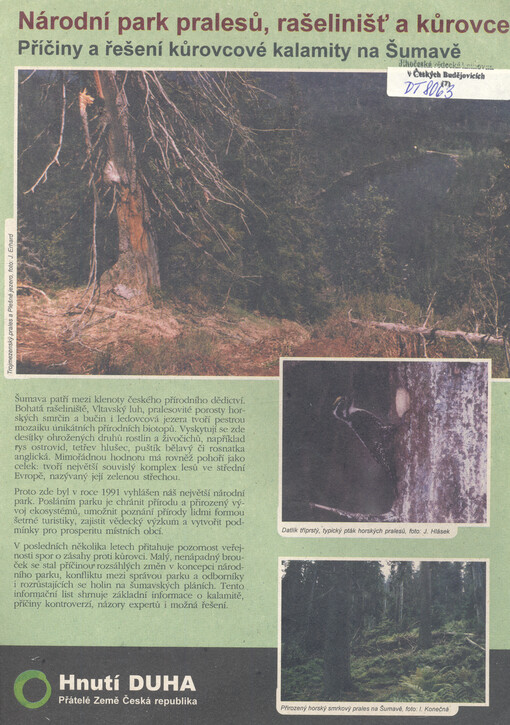 Národní park pralesů, rašelinišť a kůrovce : příčiny a řešení kůrovcové kalamity na Šumavě