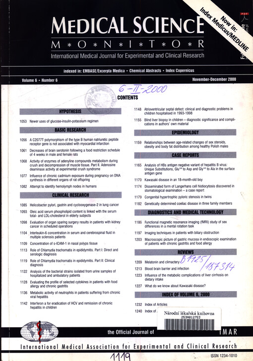 Medical science monitor : international medical journal of experimental and clinical research