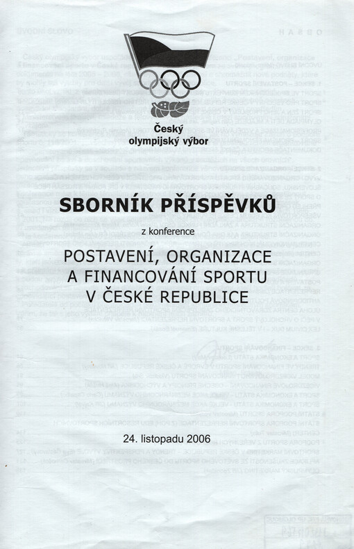 Sborník příspěvků z konference Postavení, organizace a financování sportu v České republice